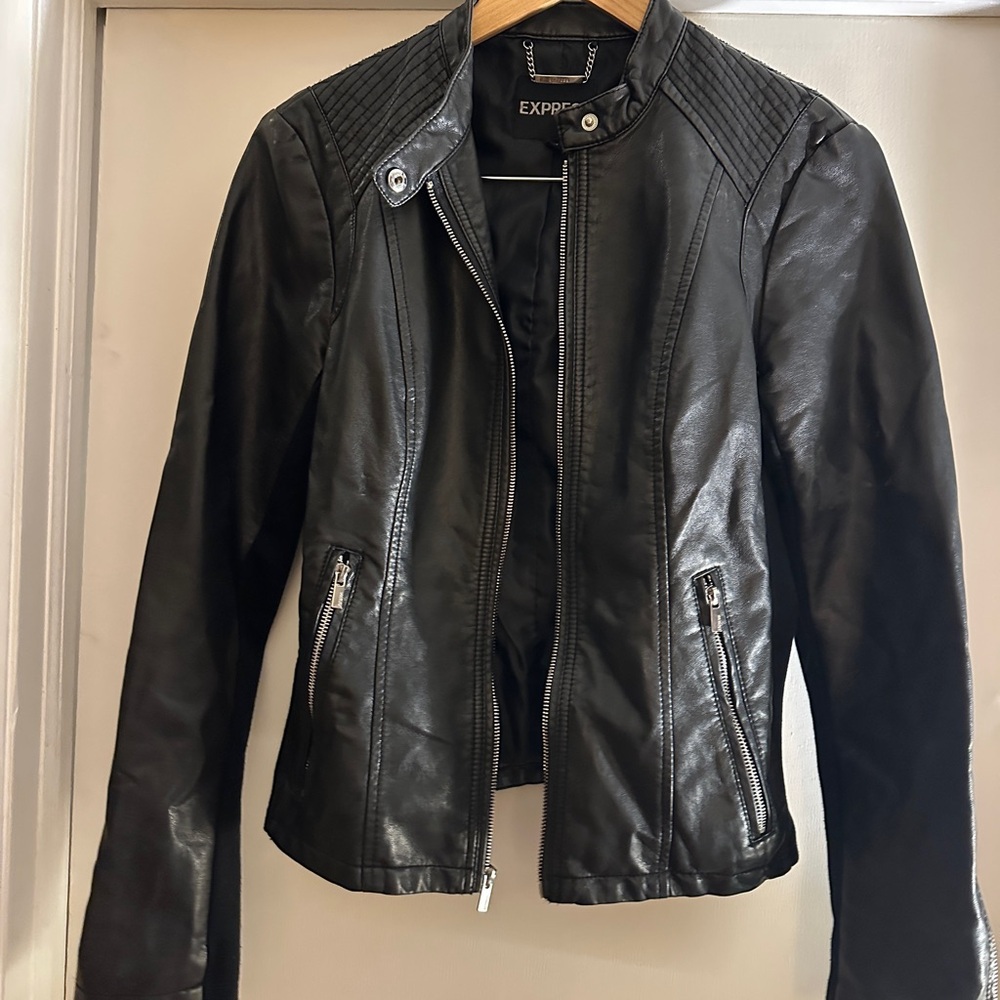 Express Women's “Minus the Leather” Faux-leather Black Jacket